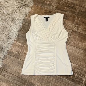 EUC WHBM Sz S ecru double lined top. Fitted but plenty of stretch